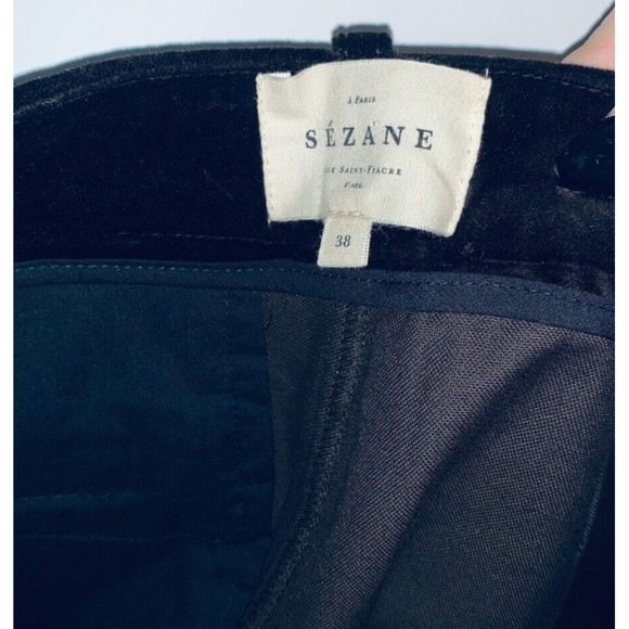 Sezane 6 Dark Brown Velvet Trousers Flat Front Wide Leg Ferdinand $170 - Picture 6 of 7